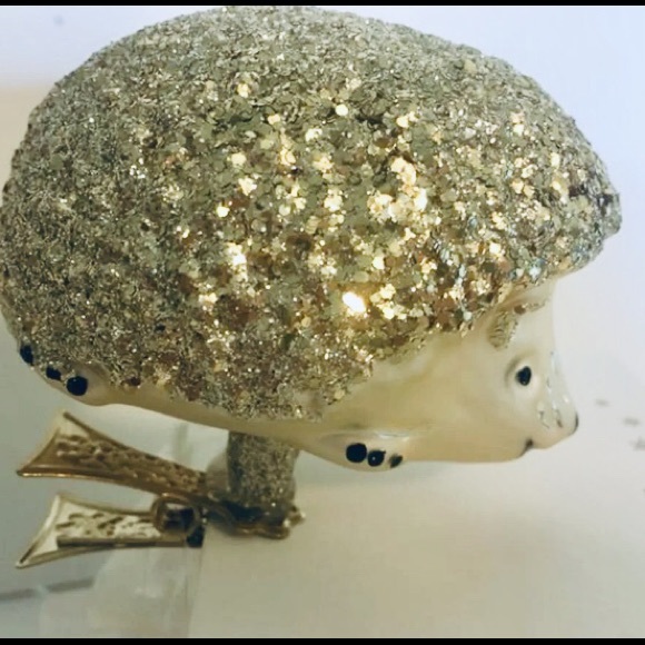 Light Gold Glass Clip On Hedgehog Ornament Xmas - Picture 7 of 7